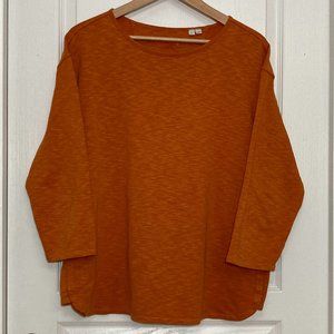 Orvis | Burnt Orange 3/4 Sleeve Subtle Knit Sweater / Top / Shirt | Large.